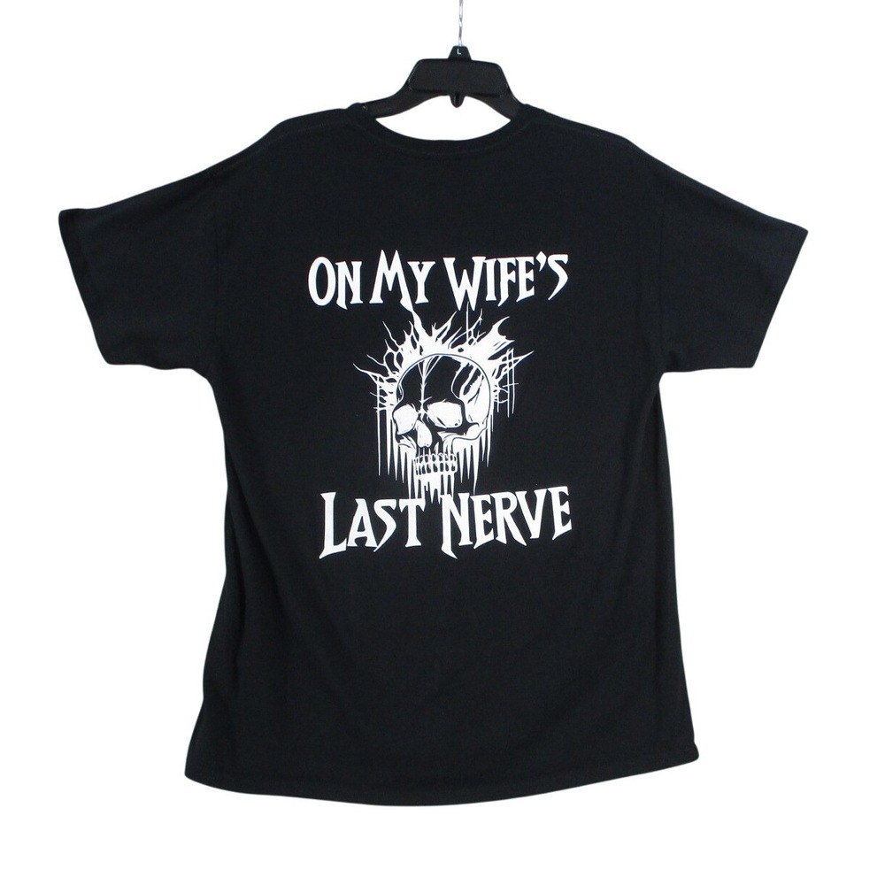 Gildan Heavy Cotton Mens Black Graphic Skull T-Shirt Size L